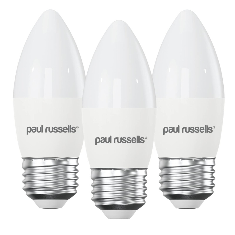 Paul Russells Led Edison Screw E27, 40Watt Equivalent, 4.9W 470Lm Led Bulbs, 2700K Bright Warm Frosted C35 Es Candle Energy Saving Non-D Light/White 39999887