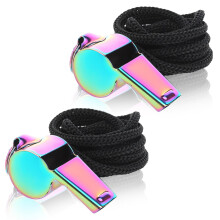 Tweruna 2 Pack Metal Coach Whistle with Lanyard, Stainless Steel Basketball Whis