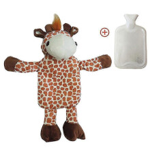 (giraffe) Premium Classic Rubber Hot Or Cold Water Bottle With Cute Stuffed Animal Cover (1liter)