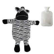 (zebra) Premium Classic Rubber Hot Or Cold Water Bottle With Cute Stuffed Animal Cover (1liter)