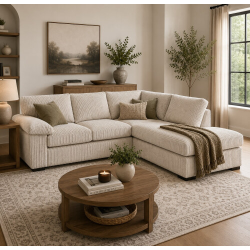 Furniture 786 Amalfi Jumbo Cord Right Hand Corner Sofa Mink