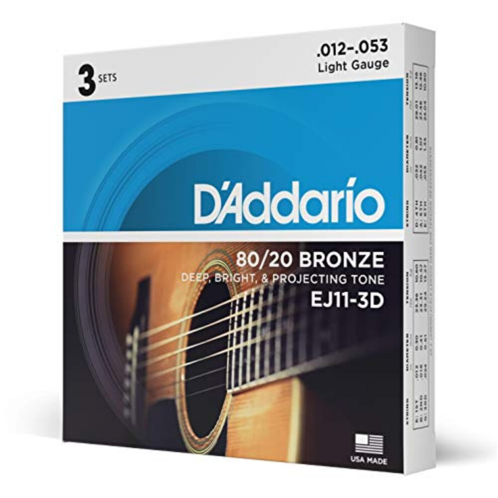 D'addario Guitar Strings - Acoustic Guitar Strings - 80/20 Bronze - Fo