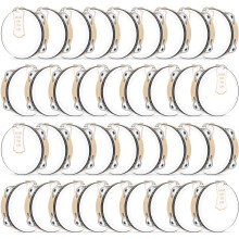 Lukmaa 36 Set 6 Inch Wedding Tambourines Bulk for Adults Wooden Hand Held Drum with Metal Jingles, Gift Tags, White Tambourine Gift Musical Instrumen