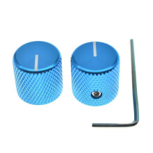KAISH Set of 2 Aluminium Metal Flat Top Guitar Bass Knobs Guitar Volume/Tone Control Knobs 1/4" Universal Potentiometer Pot Knobs with Indicator Line