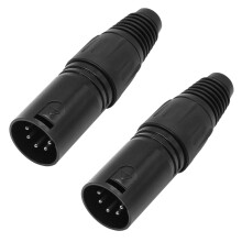 Xilaghy 5-Pin XLR Cable Connector XLR 5 Pin Male Plug Connector Mic Cable Plug Connector Audio Adapter for Microphone, Mixers, Black(2 Pack)