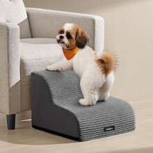 Feandrea 2-Step Dog Stairs, Corduroy Dog Steps for Bed, Sofa, Waterproof Pet Stairs with Anti-Slip Designs, Gentle Slope, Removable Washable Cover, H