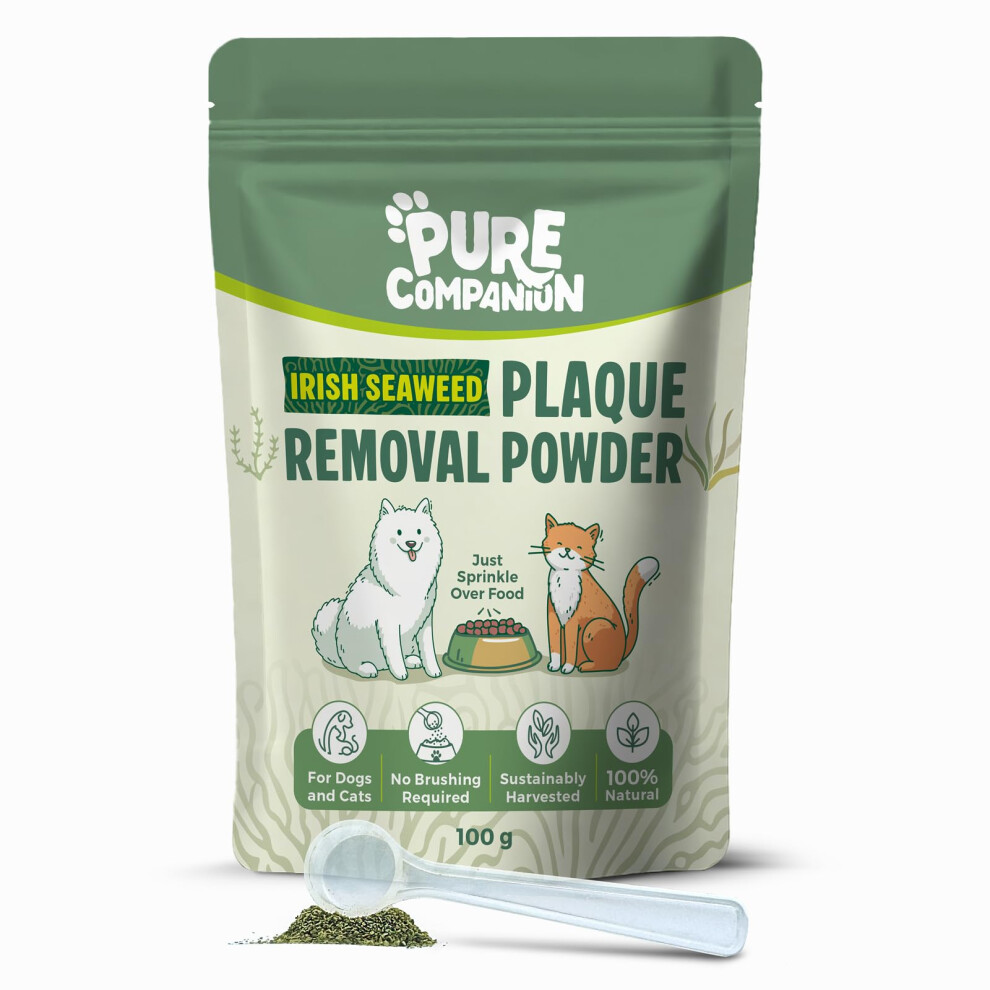 PURE COMPANION Plaque Off & Tartar Remover Powder for Dogs 100g Powder, Green - Image 3