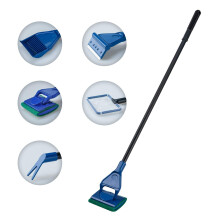 COVVY Complete Aquarium Fish Tank Cleaning Set Fish Net + Rake + Scraper + Fork + Sponge Brush Glass Aquarium Cleaner Tool Kit (1, Blue, 5 in 1)