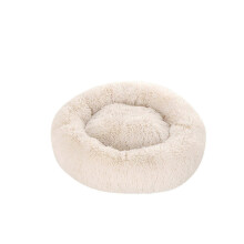 (Apricot, 100cm) Calming Dog Bed For Large Dogs Donut Washable Large Pet Bed Anti Anxiety Round Fluffy Plush Faux Fur Dog Bed