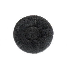 (Dark gray, 100cm) Calming Dog Bed For Large Dogs Donut Washable Large Pet Bed Anti Anxiety Round Fluffy Plush Faux Fur Dog Bed