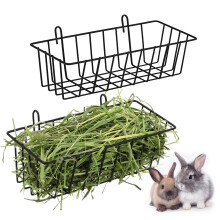 Rabbit Hay Feeder Metal Hanging Hay Rack Guinea Pig Food Supply Storage Rack 2PCS (black, 23 * 10 * 7.5CM)