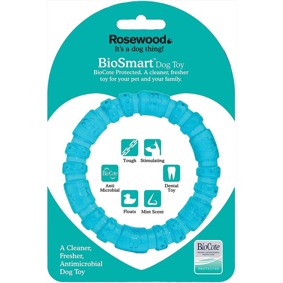 Rosewood Biosafe Puppy Ring - Hygienic Chew Toy For Puppies, Antimicrobial, Soothes Teething, Mint Scented, Promotes Dental Health, Suitable For Smal
