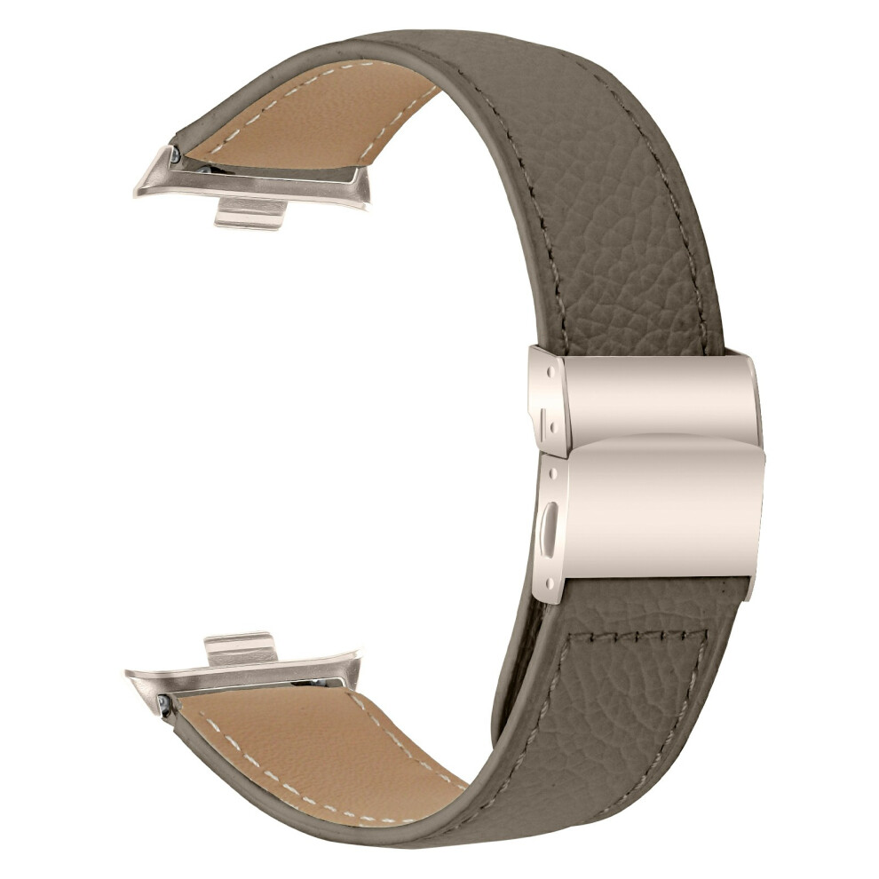 (Grey) For Xiaomi Redmi Watch 4 / Watch 5 Genuine Leather Watch Band With Starlight Connector Turtle Back Buckle Grey 6914295276825