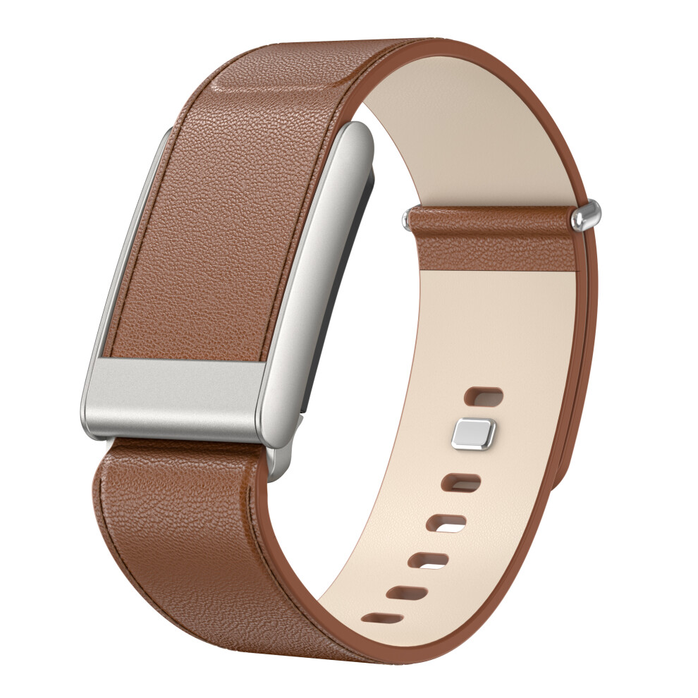 (Brown) For Whoop 5.0 Leather Watch Band With Button Buckle Fitness Tracker Adjustable Strap Brown 6914297266077