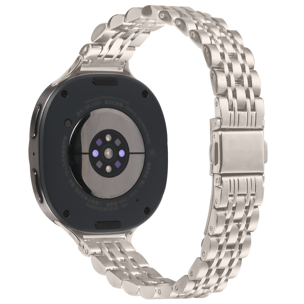 (Starlight) Watch Band For Samsung Galaxy Watch8 40Mm 44Mm / Watch8 Classic 46Mm Slim 7-Bead Electroplated Stainless Steel Strap 6914294260597
