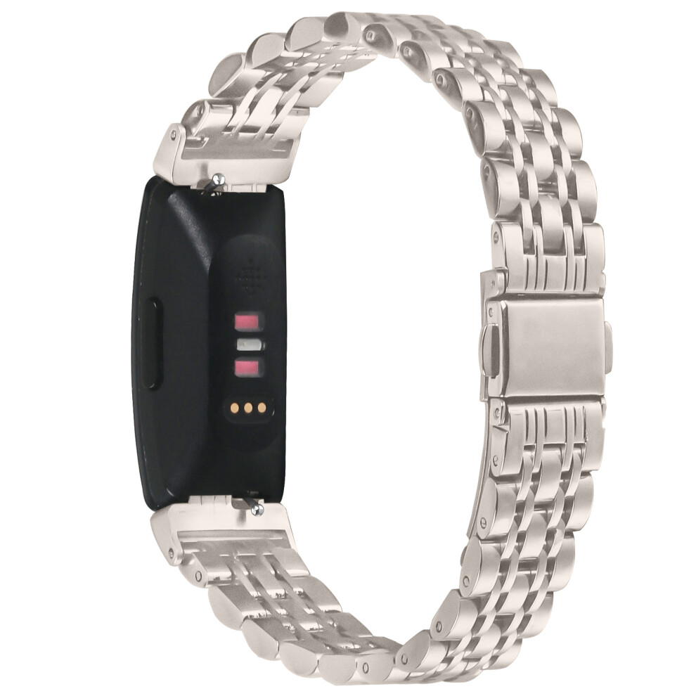 (Starlight) Watch Band For Fitbit Inspire / Inspire 2 / Inspire Hr Slim 7-Bead Electroplated Stainless Steel Strap 6914298916827