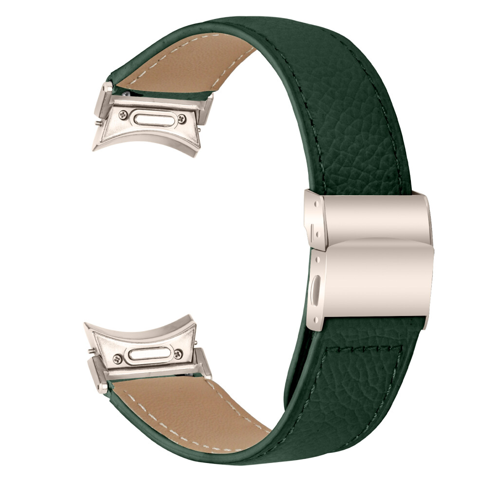 (Green) Wrist Strap With Starlight Quick Release Connector For Samsung Galaxy Watch4 / Watch5 Genuine Leather Watch Band Green 6914294410183
