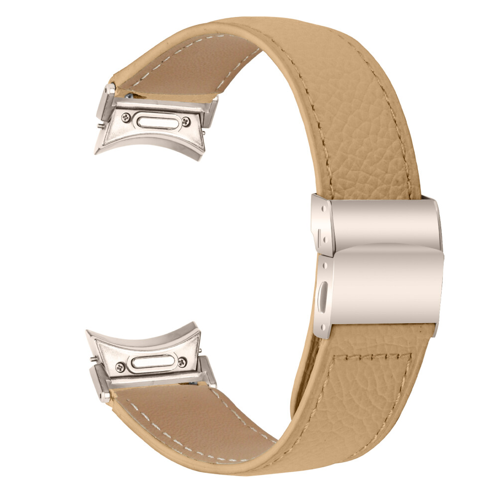 (Camel) Wrist Strap With Starlight Quick Release Connector For Samsung Galaxy Watch4 / Watch5 Genuine Leather Watch Band 6914291993108