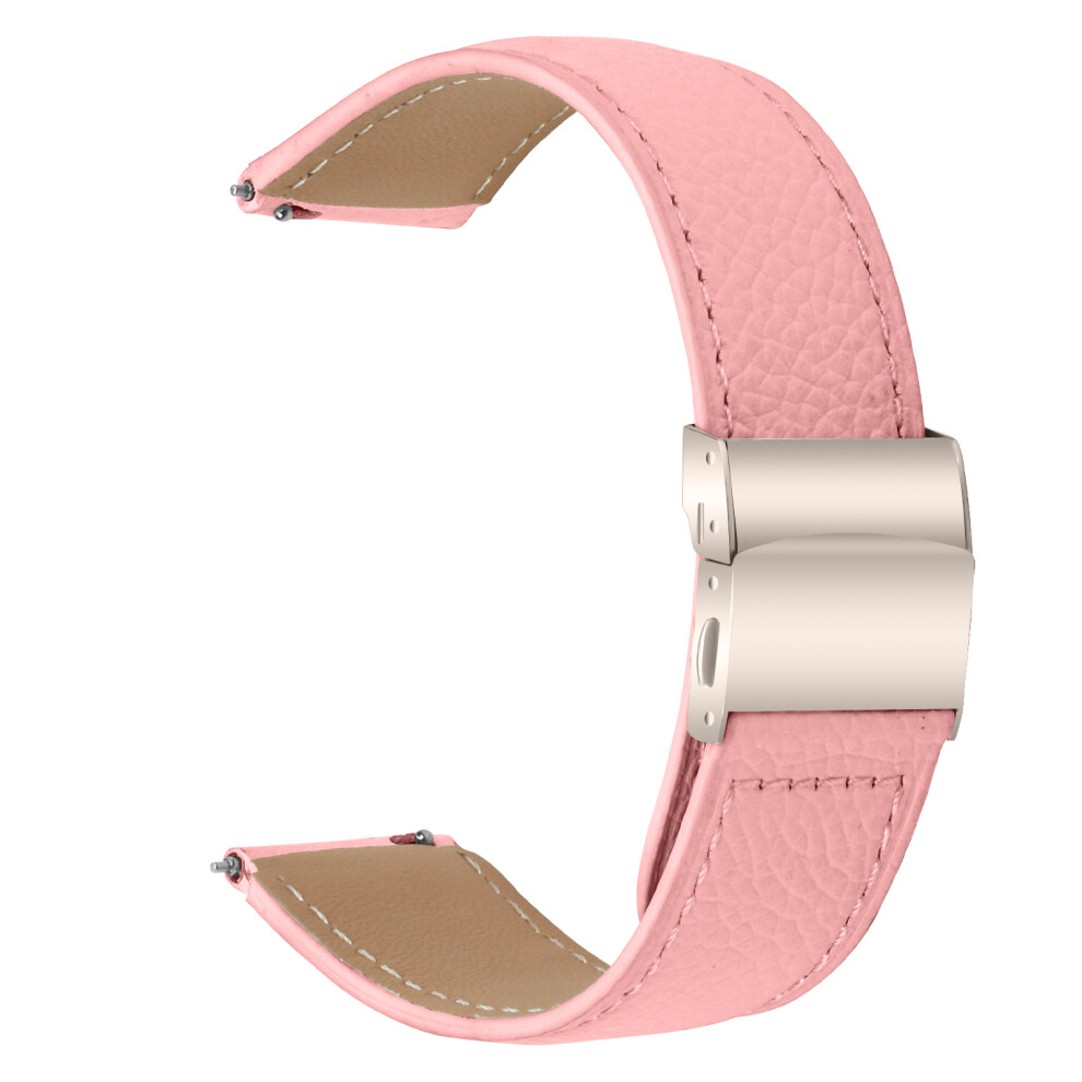 (Pink) Wrist Strap For Withings Steel / Misfit Vapor / Haylou Bling Ls12 Genuine Leather Watch Band With Starlight Connecto Pink 6914297783017
