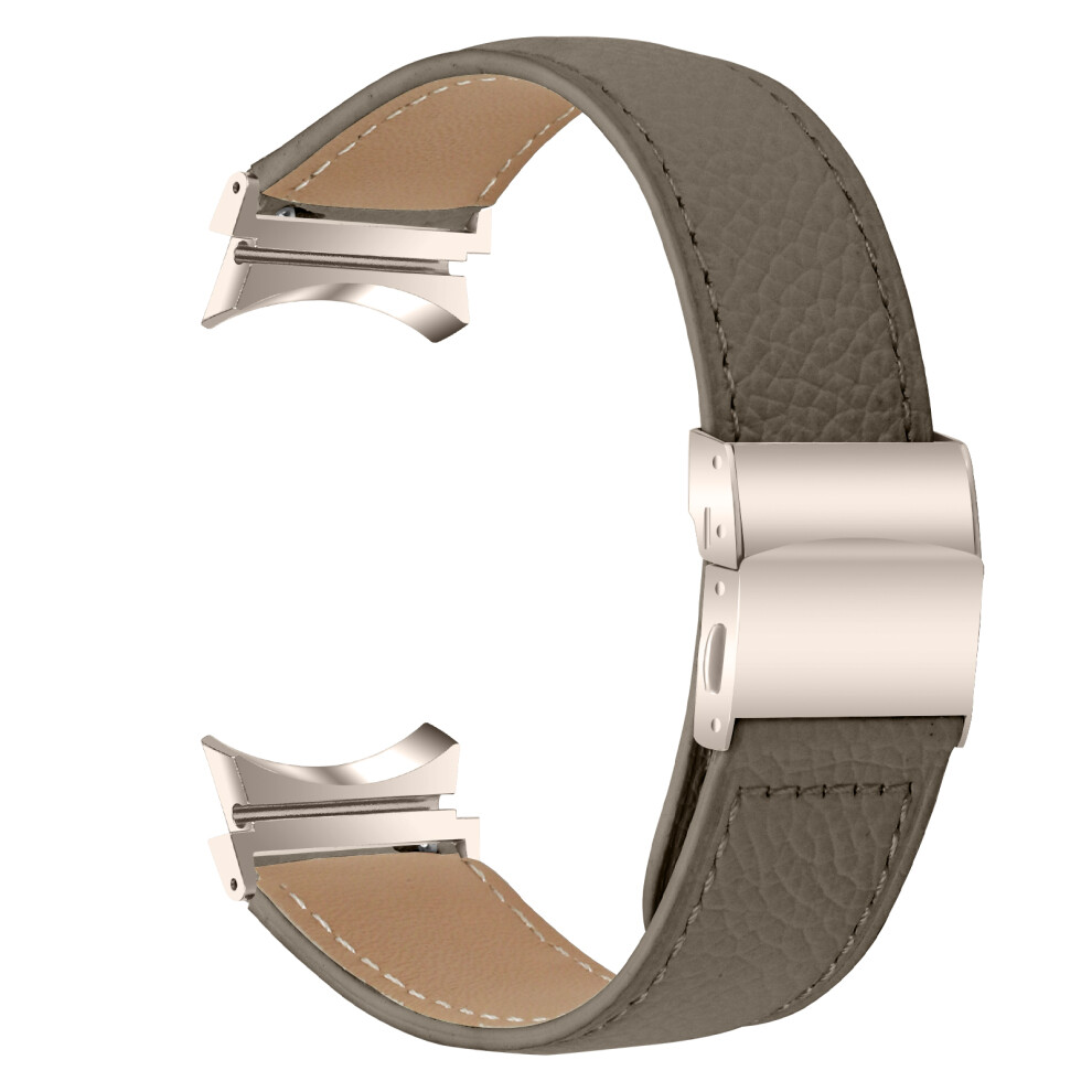 (Grey) Wrist Strap With Starlight Professional Connector For Samsung Galaxy Watch5 / Watch4 Genuine Leather Watch Band Grey 6914298770382