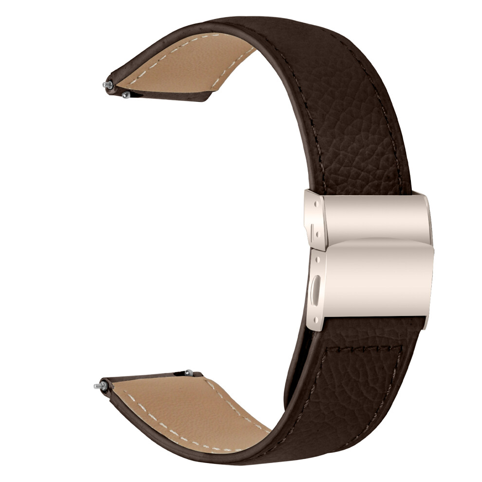 (Coffee) Wrist Strap For Withings Steel / Misfit Vapor / Haylou Bling Ls12 Genuine Leather Watch Band With Starlight Connecto Brown 6914297017181