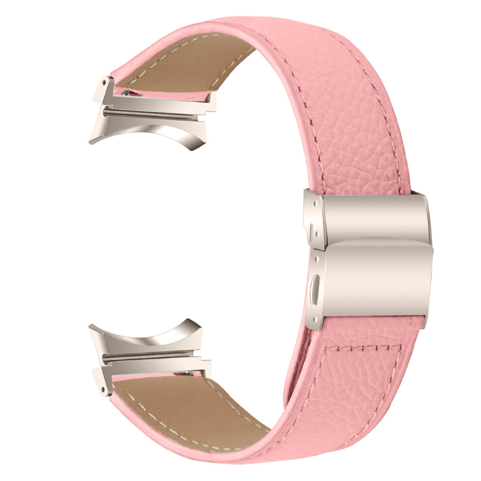 (Pink) Wrist Strap With Starlight Professional Connector For Samsung Galaxy Watch5 / Watch4 Genuine Leather Watch Band Pink 6914295702713