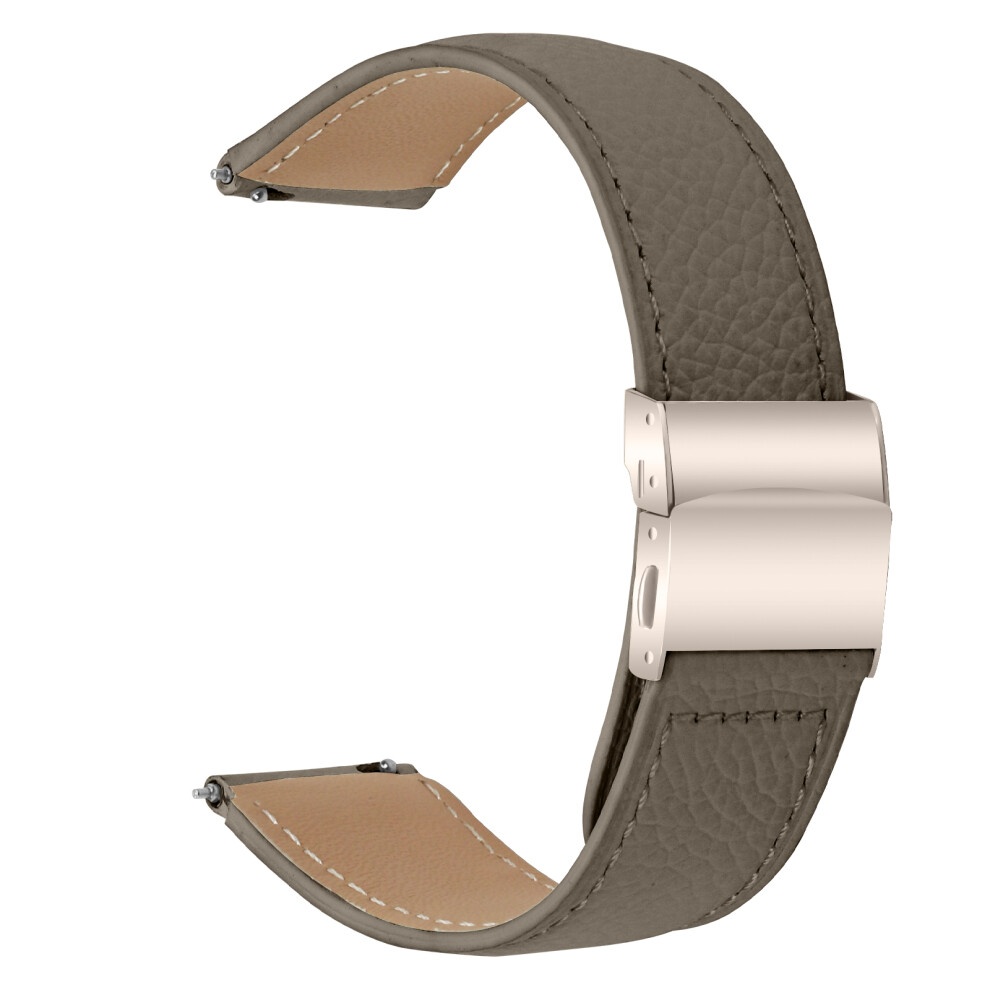 (Grey) Wrist Strap For Samsung Galaxy Watch3 41Mm / Watch Active2 40Mm / 44Mm Genuine Leather Watch Band With Starlight Con Grey 6914293596529