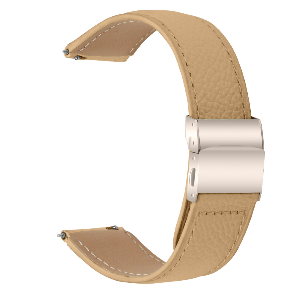 (Camel) Wrist Strap For Samsung Galaxy Watch3 41Mm / Watch Active2 40Mm / 44Mm Genuine Leather Watch Band With Starlight Con 6914298497708