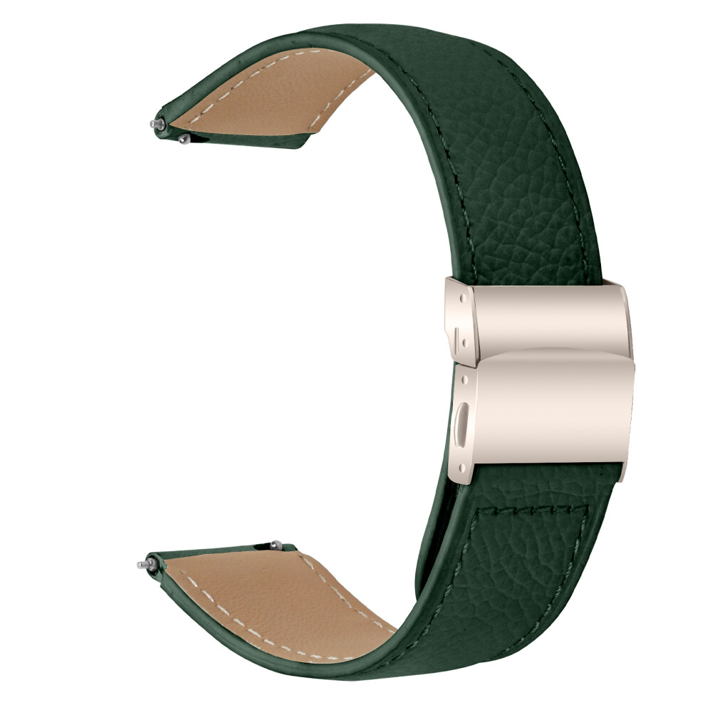 (Green) Wrist Strap For Samsung Galaxy Watch3 41Mm / Watch Active2 40Mm / 44Mm Genuine Leather Watch Band With Starlight Con Green 6914297609317