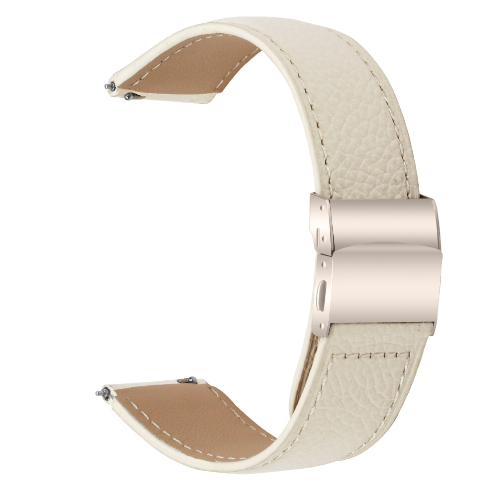 (Beige) Wrist Strap For Samsung Galaxy Watch3 41Mm / Watch Active2 40Mm / 44Mm Genuine Leather Watch Band With Starlight Con Cream 6914294346833
