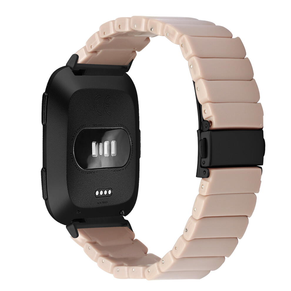 (Oatmeal / Buckle) Watch Band For Fitbit Versa / Versa Lite / Versa 2 1-Bead Acrylic Resin Waterproof Bracelet Black 6914290487332