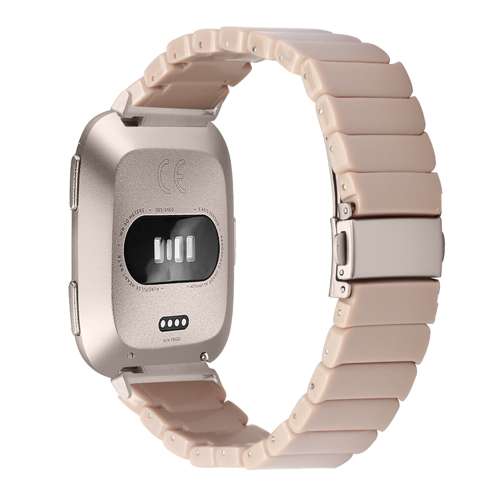 (Oatmeal / Starlight Buckle) Watch Band For Fitbit Versa / Versa Lite / Versa 2 1-Bead Acrylic Resin Waterproof Bracelet 6914299442608