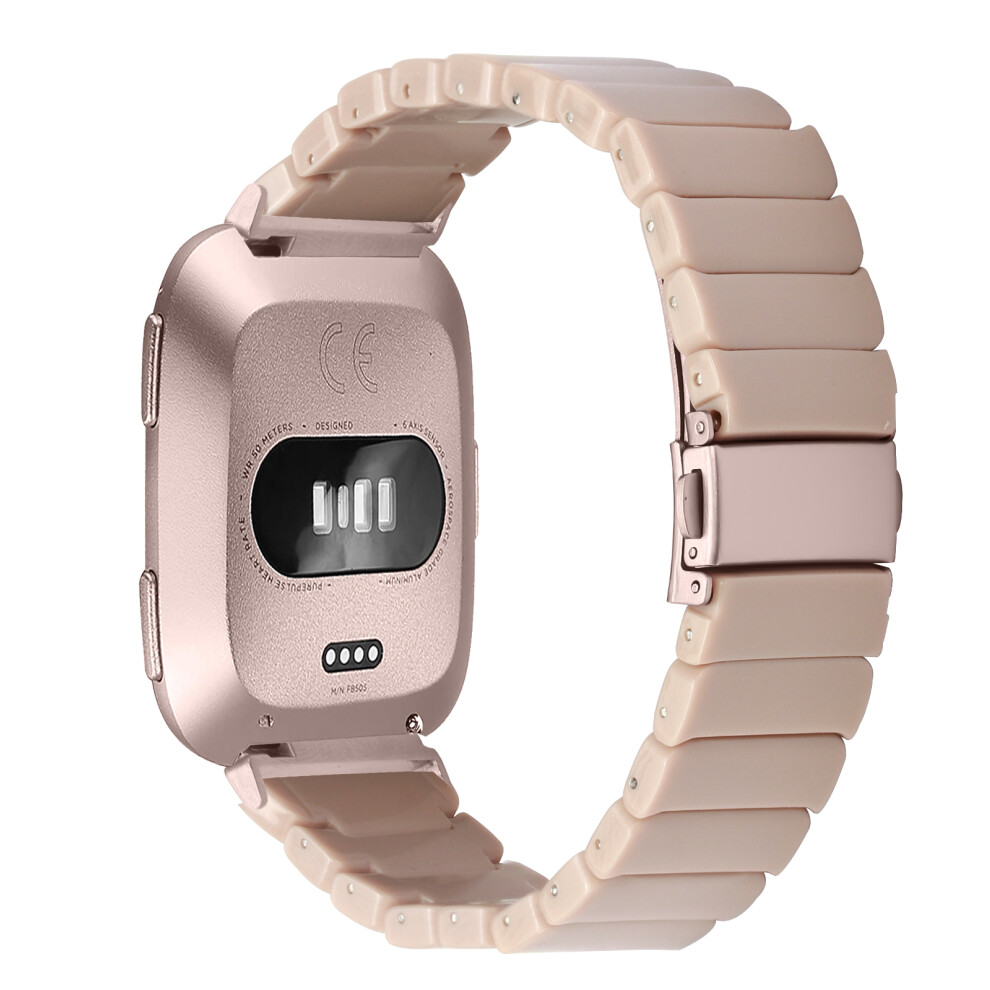 (Oatmeal / Pink Gold Buckle) Watch Band For Fitbit Versa / Versa Lite / Versa 2 1-Bead Acrylic Resin Waterproof Bracelet Pink,Gold 6914294594401