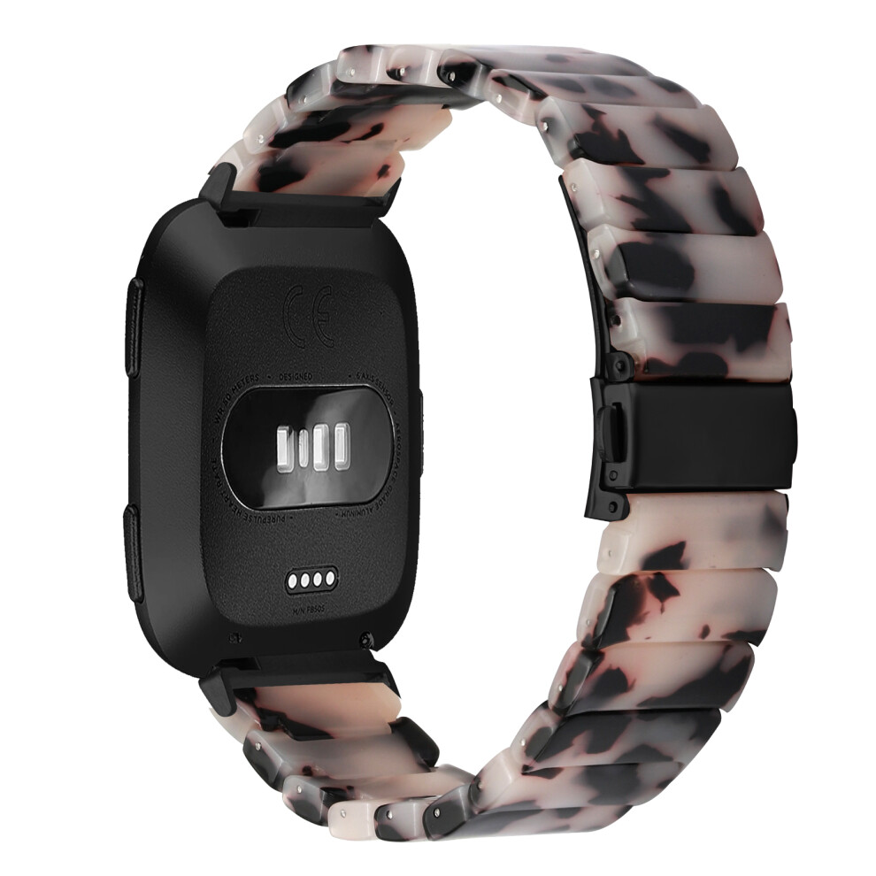 ( Mix / Buckle) Watch Band For Fitbit Versa / Versa Lite / Versa 2 1-Bead Acrylic Resin Waterproof Bracelet Black 6914296792577