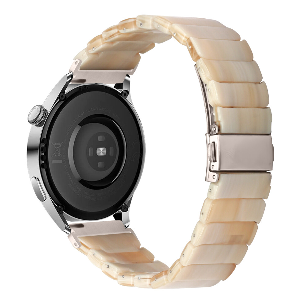 (Beige / Starlight Buckle) Watch Band For Samsung Galaxy Watch3 45Mm / Watch 46Mm / Gear S3 Classic / Gear S3 Frontier 1-Bead Acrylic Resin Water Cream 6914297333847