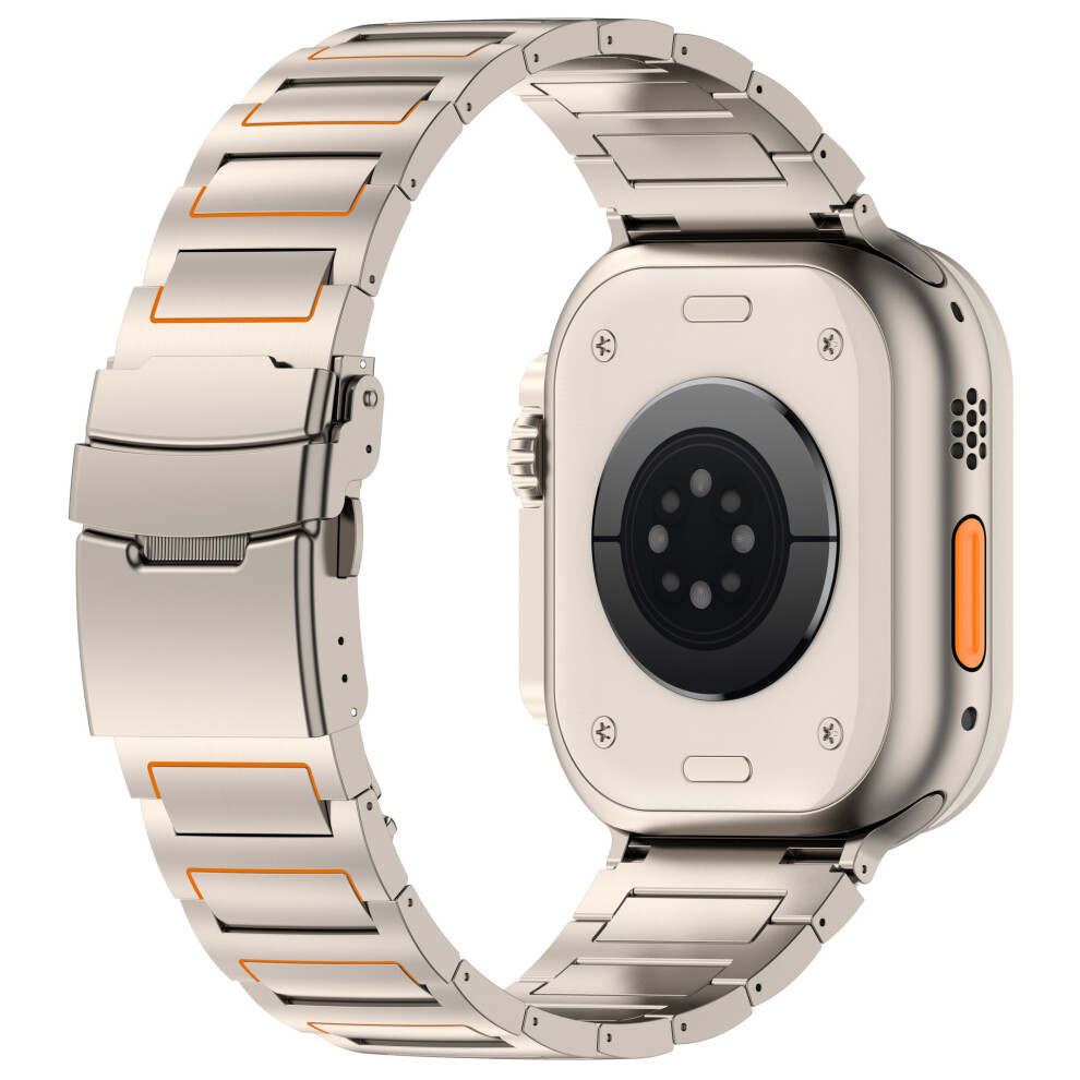(Titanium + ) Watch Band For Apple Watch Series 11 10 42Mm / 9 8 7 41Mm / Se3 Se2 Se 6 5 4 40Mm / 3 2 1 38Mm Safety Clasp Titanium A Orange 6914299866015
