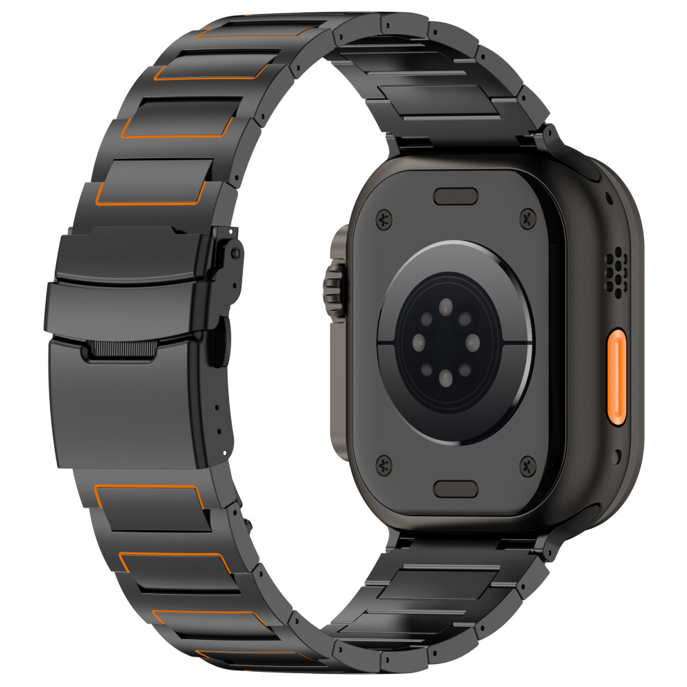 (Black + Orange) Watch Band For Apple Watch Series 11 10 42Mm / 9 8 7 41Mm / Se3 Se2 Se 6 5 4 40Mm / 3 2 1 38Mm Safety Clasp Titanium A Orange,Black 6914294262447
