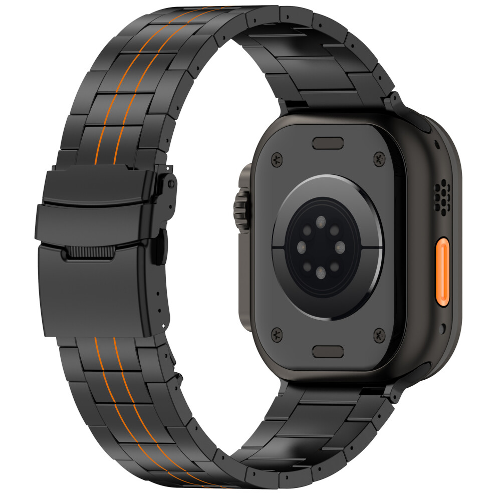 (Black + Orange) Watch Band For Apple Watch Series 11 10 42Mm / 9 8 7 41Mm / Se3 Se2 Se 6 5 4 40Mm / 3 2 1 38Mm Safety Clasp Titanium A Orange,Black 6914293539380