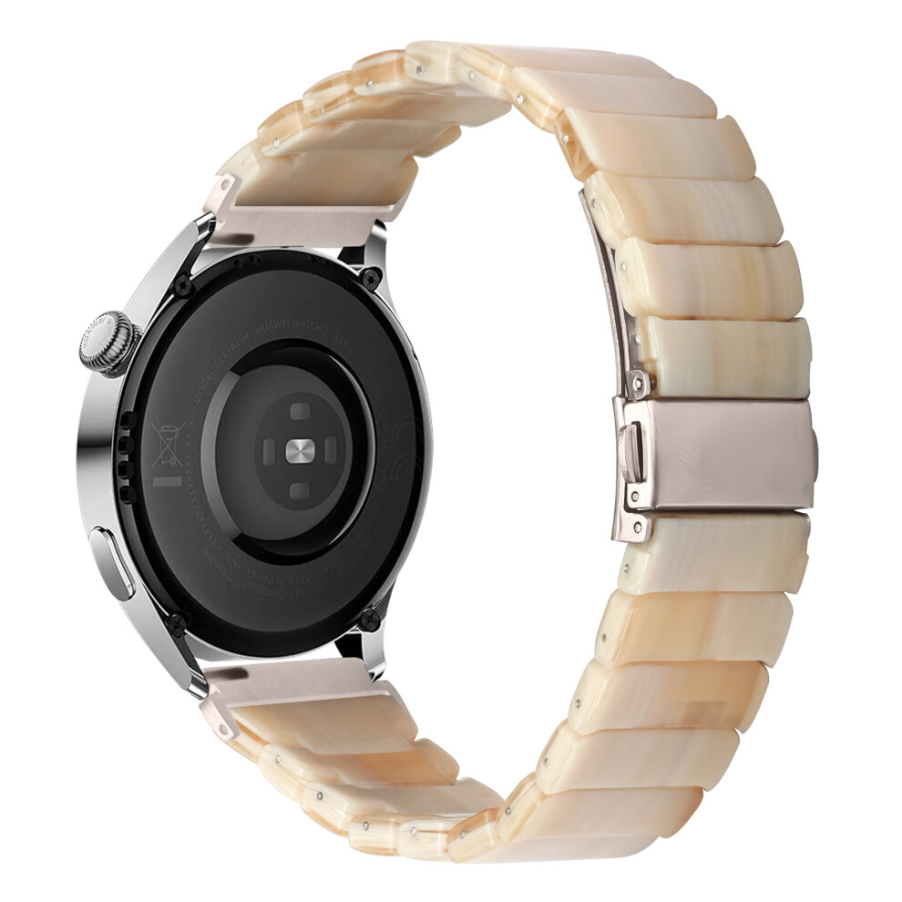 (Beige / Starlight Buckle) 22Mm Watch Band For Huawei Watch 5 46Mm / Gt 5 Pro 46Mm / Gt 5 46Mm 1-Bead Acrylic Resin Waterproof Bracelet Cream 6914298506356