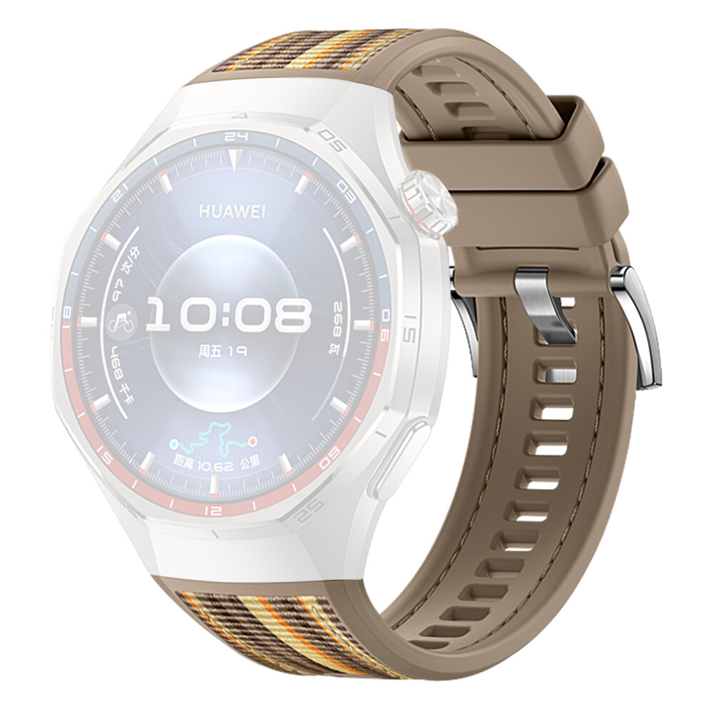 (Khaki) For Huawei Watch Gt 6 Pro 46Mm Replacement Strap 22Mm Nylon Silicone Hybrid Watchband 6914290924363