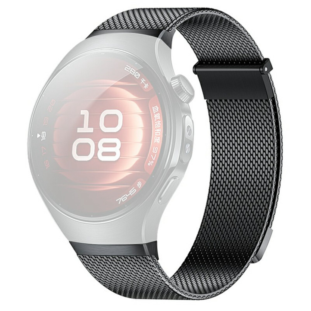 (Black) For Huawei Watch 5 42Mm Milanese Magnetic Watch Band Quick Release Push Button Metal Strap Black 6914299880745