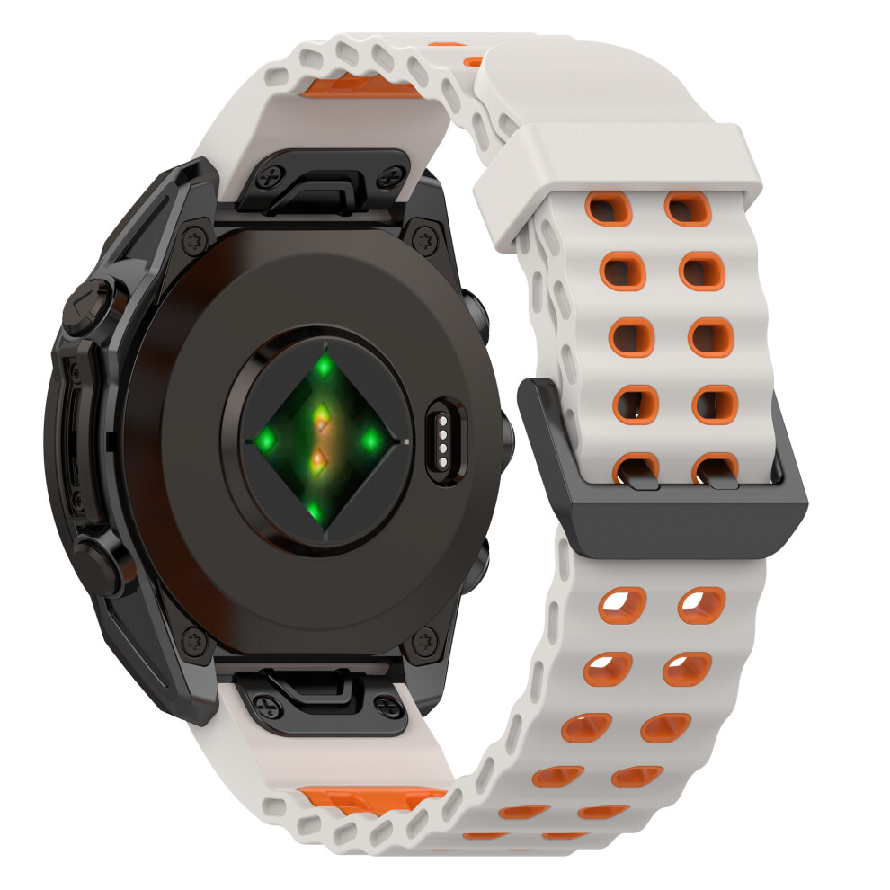 (Starlight / ) 26Mm Double-Buckle Silicone Band For Garmin Fenix 8 51Mm / Epix Pro 51Mm / Fenix 7X / 7X Pro Quick Release Dual Color Wa Orange 6914298903766