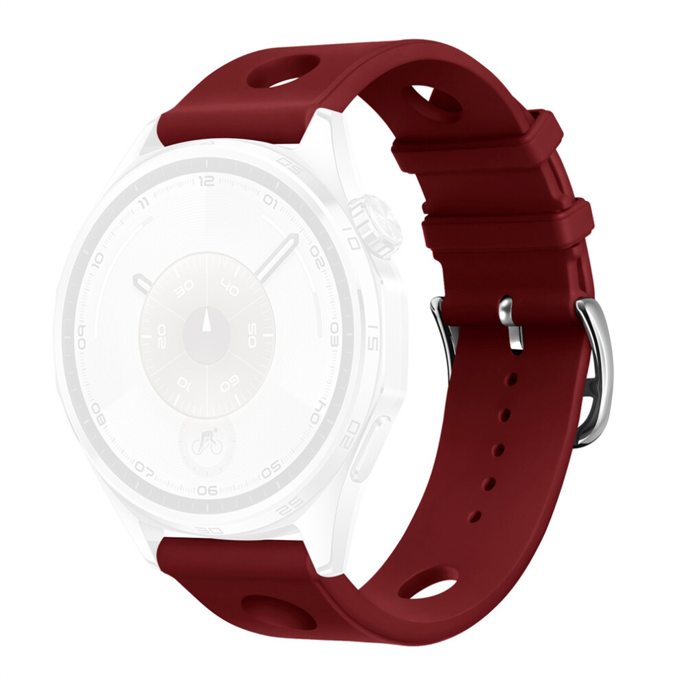 (Wine ) 20Mm Silicone Watch Band For Huawei Watch Gt 3 42Mm / Samsung Galaxy Watch7 40Mm / 44Mm Holes Design Wrist Strap With Pi Red 6914291243852