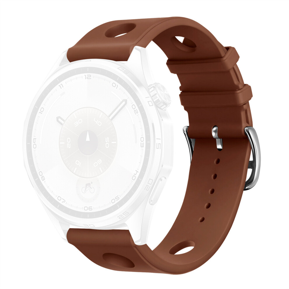 (Brown) 20Mm Silicone Watch Band For Huawei Watch Gt 3 42Mm / Samsung Galaxy Watch7 40Mm / 44Mm Holes Design Wrist Strap With Pi Brown 6914291690892