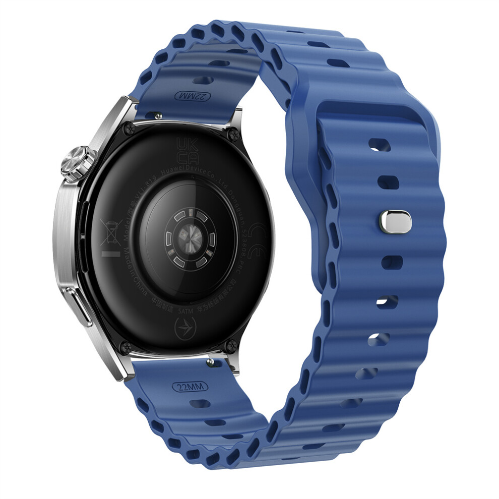 (Midnight ) 22Mm Silicone Watch Band For Huawei Watch Gt 6 46Mm / Gt 5 46Mm / Gt 5 Pro 46Mm Ocean Wave Wrist Strap Blue 6914294964105
