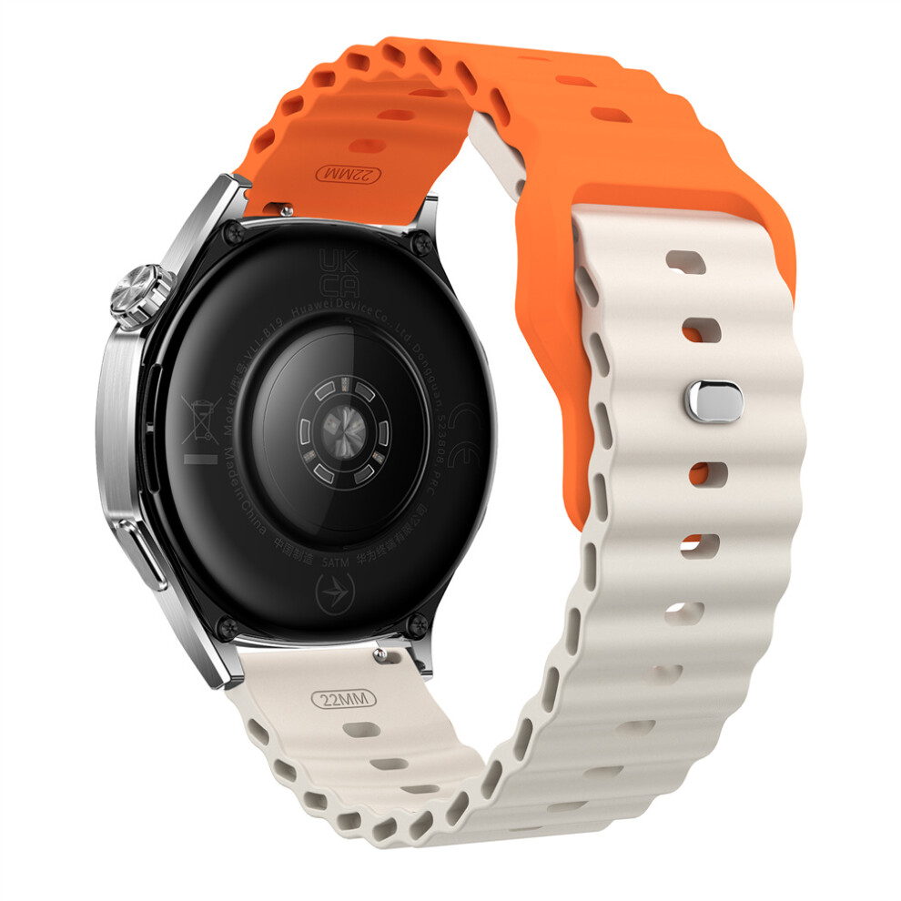 ( / Starlight) 22Mm Silicone Watch Band For Huawei Watch Gt 6 46Mm / Gt 5 46Mm / Gt 5 Pro 46Mm Ocean Wave Wrist Strap Orange 6914291898632