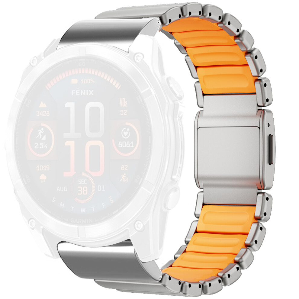 (Titanium / ) 26Mm 1-Bead Watch Strap For Garmin Fenix 8 Pro Amoled 51Mm / 8 51Mm / Enduro 3 / Enduro 2 Titanium Alloy Band With Magne Orange 6914296737219