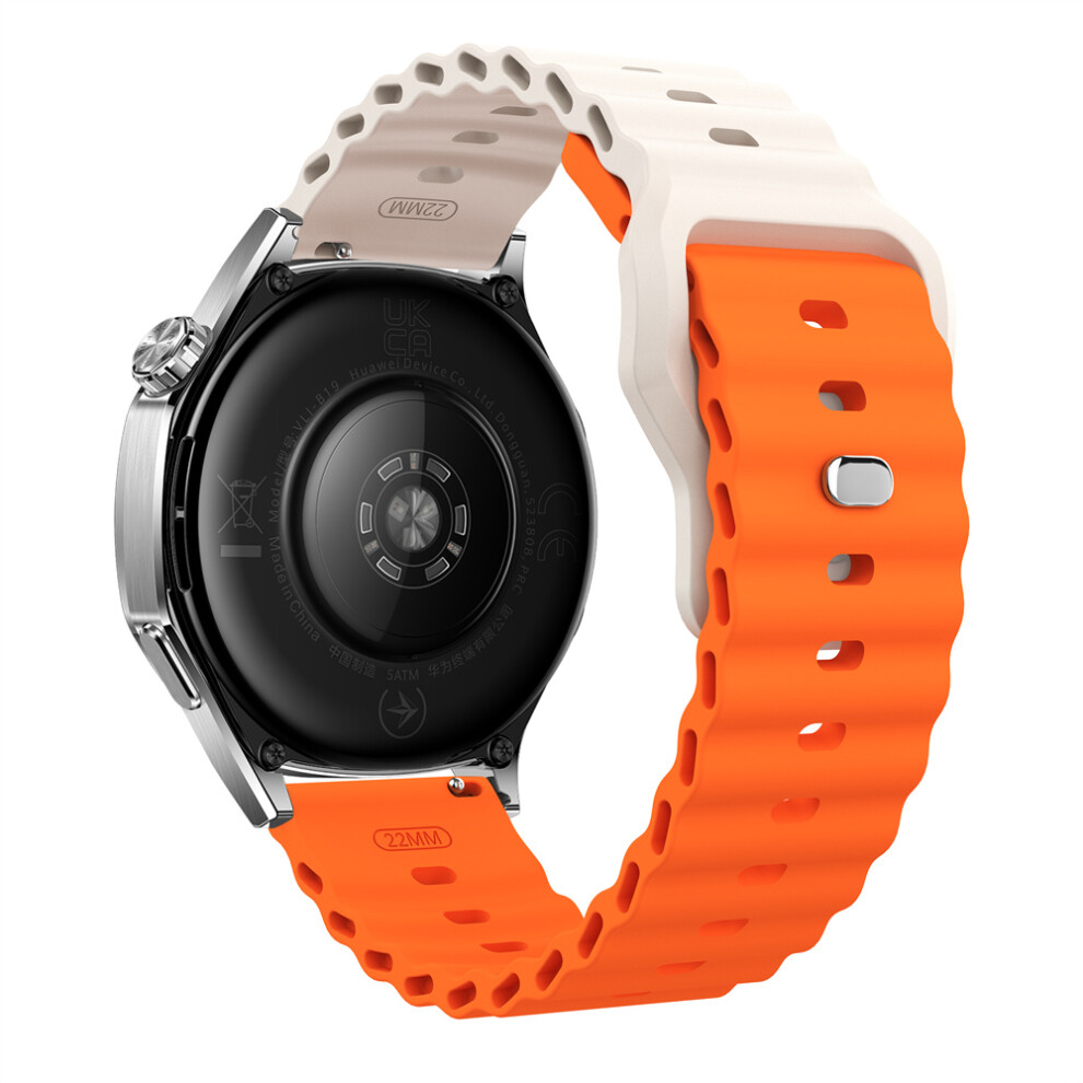 (Starlight / ) 22Mm Silicone Watch Band For Huawei Watch Gt 6 46Mm / Gt 5 46Mm / Gt 5 Pro 46Mm Ocean Wave Wrist Strap Orange 6914295163880