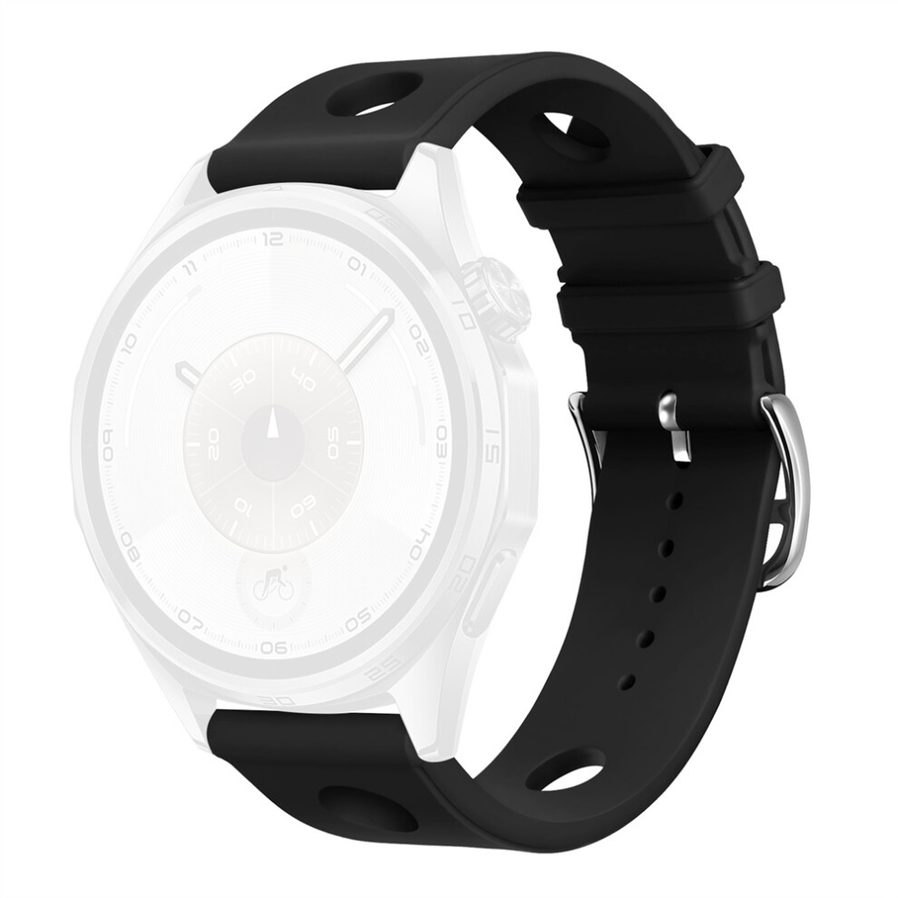 (Black) 20Mm Silicone Watch Band For Huawei Watch Gt 3 42Mm / Samsung Galaxy Watch7 40Mm / 44Mm Holes Design Wrist Strap With Pi Black 6914293327093