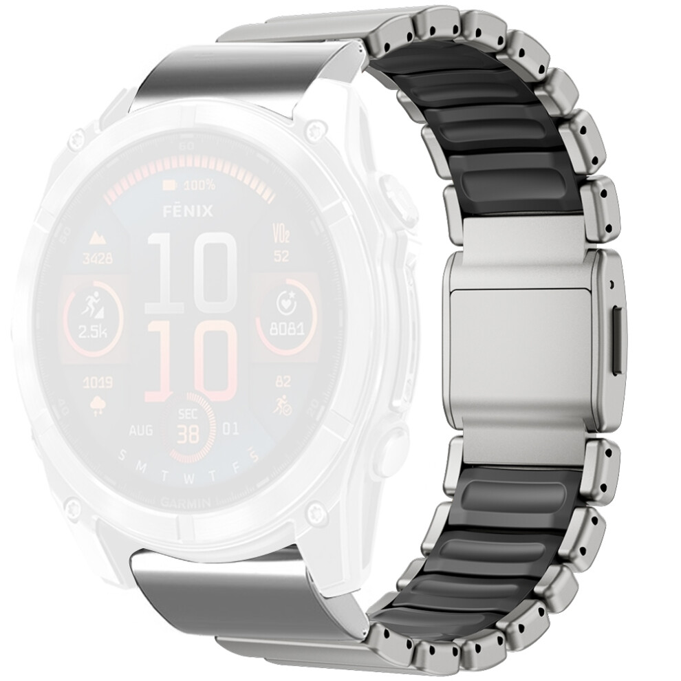 (Titanium / ) 26Mm 1-Bead Watch Strap For Garmin Fenix 8 Pro Amoled 51Mm / 8 51Mm / Enduro 3 / Enduro 2 Titanium Alloy Band With Magne Black 6914295420648